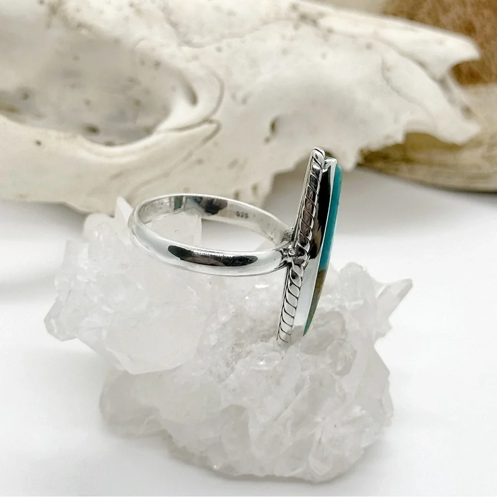 STERLING Silver Kingman Mohave Turquoise Ring